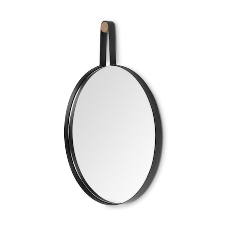 Homeroots Oval Black Metal Frame Wall Mirror 376414
